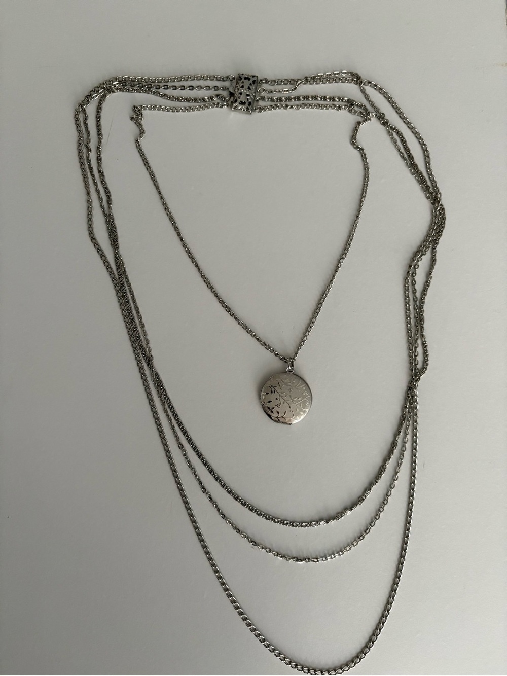 Multi-Strand Silver Tone Locket Necklace - Women's Jewelry